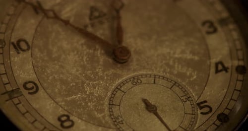 Vintage Watch Face with Moving Hands Close-up