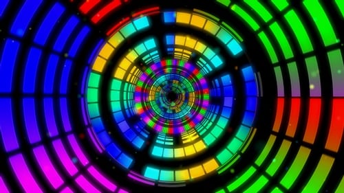 Vibrant Neon Geometric Tunnel Pulsating Bars Visualizer