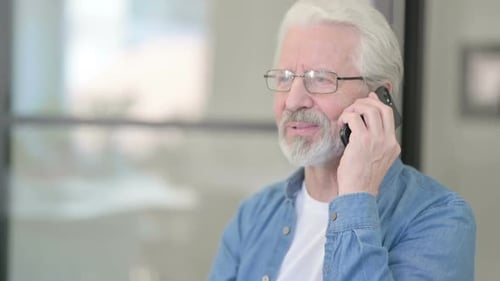 Senior Old Man Talking on Phone