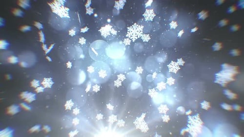Animated Snowflakes and Shimmering Lights Festive Background Loop
