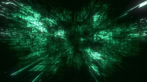 Abstract Trippy Green Digital Block Space VJ Loop