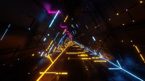 Vj Loop Animation Neon Tunnel To The Eternity Of Space 4K H.264