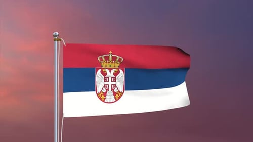 Realistic Waving Flag of Serbia Animation
