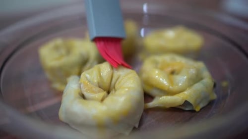 Pastries Brushed with Pastry Brush in Home