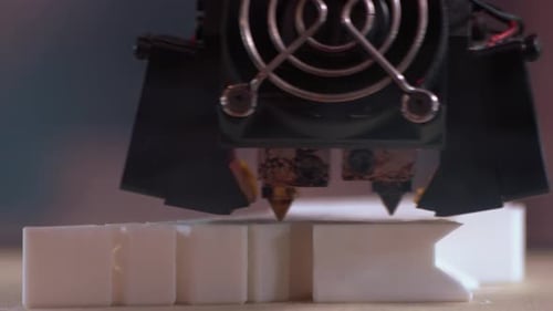 Closeup of Modern 3d Printing Machine in Action