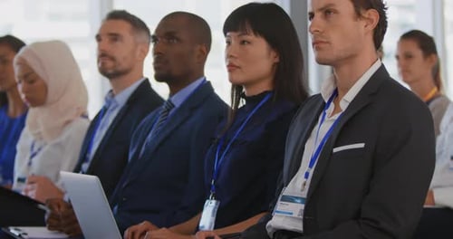 Diverse Group Attends Business Conference, Meeting, Presentation