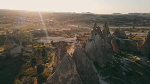 Landscape in Rose Valley During Sunset in Goreme National Park Cappadocia