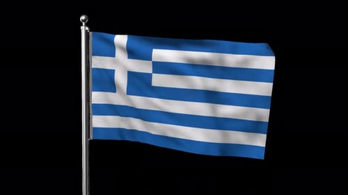 Seamless Greek Flag Waving Loop with Alpha Channel
