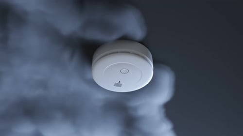 Realistic 3D Smoke Detector Alarming to Smoke