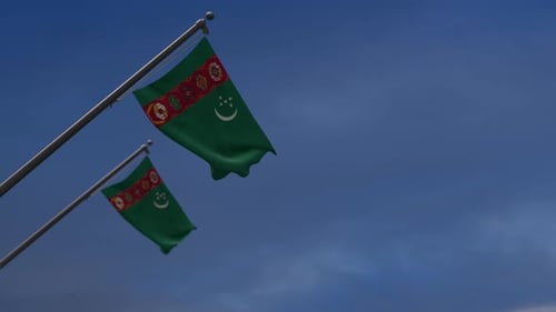 Turkmenistan National Flag Waving Animation