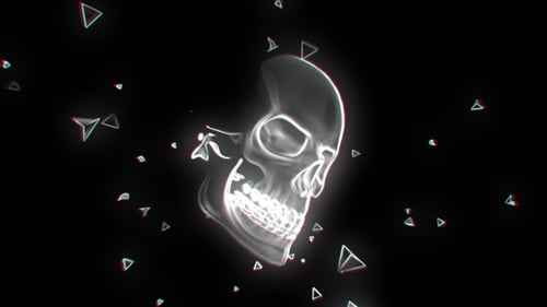 Abstract Glitch Skull Animation with Geometric Particles