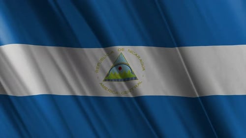 Nicaragua Flag Waving in Realistic Fabric Motion