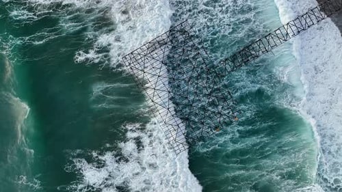 Background Textured Sea Storm aerial view 4 K