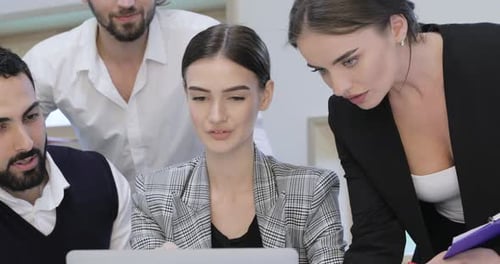 Business Meeting. People Working On Computer In Modern Office