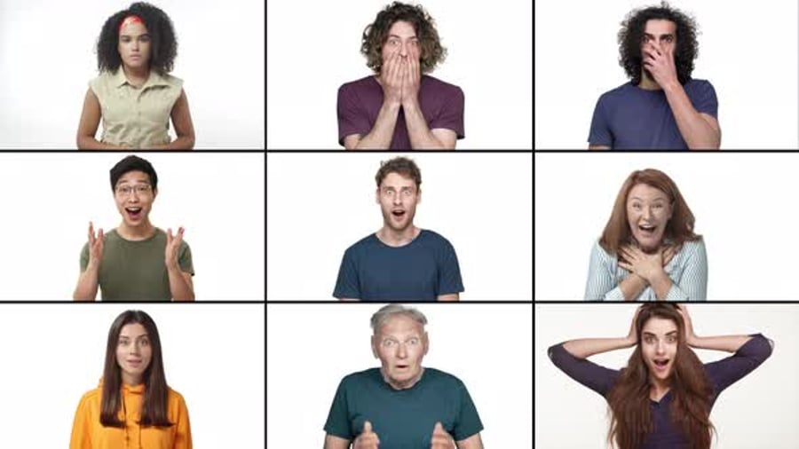 Cover for Split Collage of Multicultural Men and Women Different Generations Old and Young People Reacting