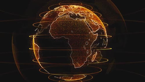 Digital Rotating Earth Globe with Futuristic Particle Network