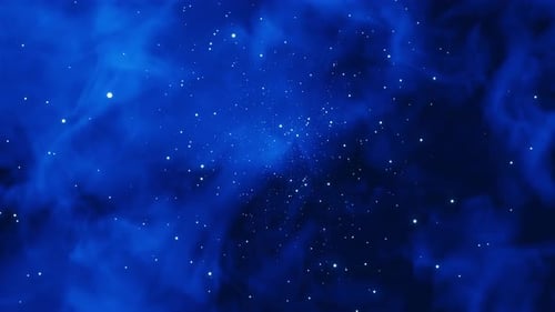 Boucle fluide de vol à travers une nébuleuse et des étoiles rougeoyantes