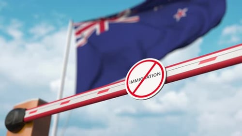 National Immigration Barrier Closing Animation with Flag