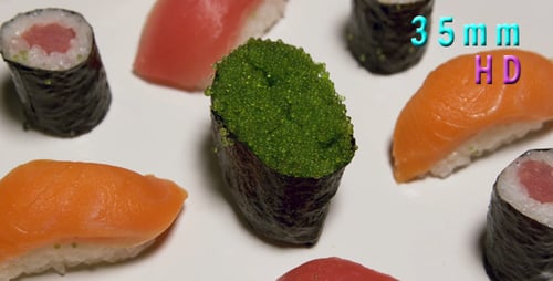 Verschiedene Sushi mit grünem Kaviar