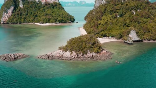 Aerial Footage of Koh Phak Bia, Island in the Andaman Sea Between Phuket and Krabi Thailand