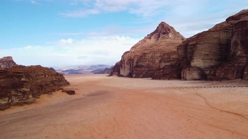 Wadi Rum Desert Aerial View Of Rock Ridges And Cliffs