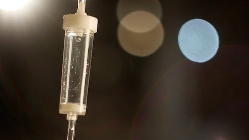Close Up of IV Drip at Night