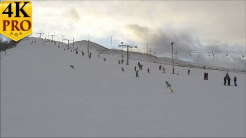 Tourists are Riding The Ski on the Ski Resort