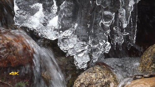 Melting Ice and Water Drops on the Stream