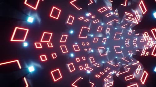 Glowing Multi Red Frame Space Tunnel 4K
