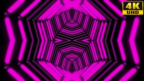 Seamless Loop of Futuristic Purple Neon Geometric Tunnel
