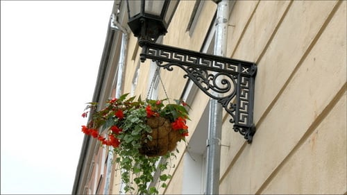 A Medieval Street Lamp and a Hanging Plant