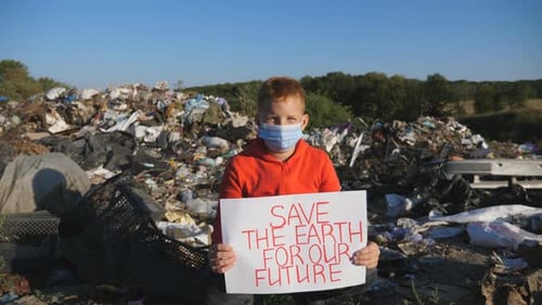 Child Protests at Landfill for a Sustainable Future