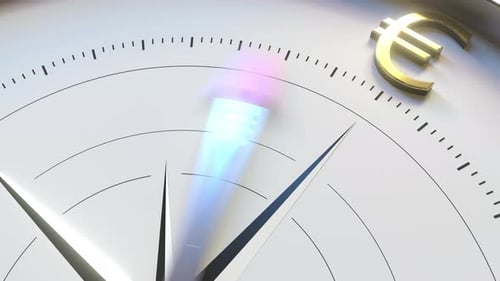 Compass Arrow Turns Towards EUR Euro Symbol
