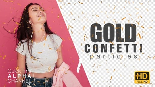 Sparkling Golden Confetti Falling Particles Overlay