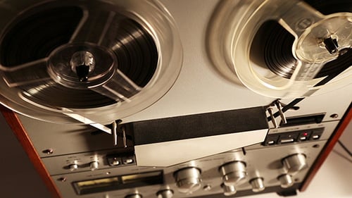 Vintage Reel-to-Reel Tape Deck Spinning Reels