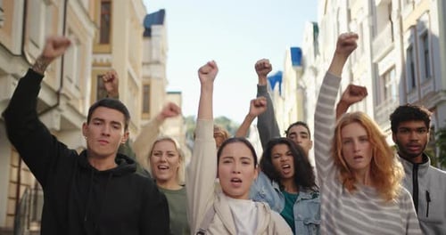 Public Demonstration of Student Activists at City Street