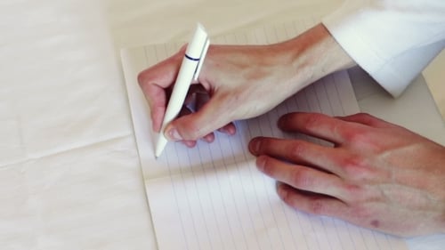 Man Writes a Pen In a Notebook. The Phrase I Love