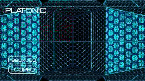 Abstract Geometric Neon Grid Tunnel Looping Background