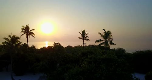 Tropical flying abstract view of a summer white paradise sand beach and aqua turquoise water background