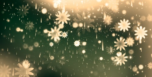 Abstract Glowing Flower Particles and Rain Background Loop