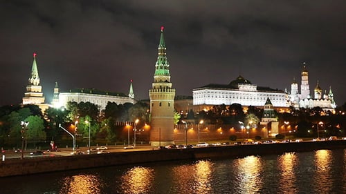 Moscow Kremlin River At Night