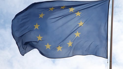 European Union Flag Waving Proudly in the Wind