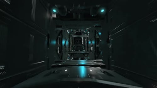 3d render of futuristic tunnel with light, loop.