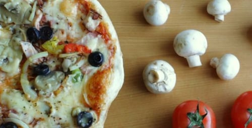 Delicious Pizza with Fresh Ingredients Overhead