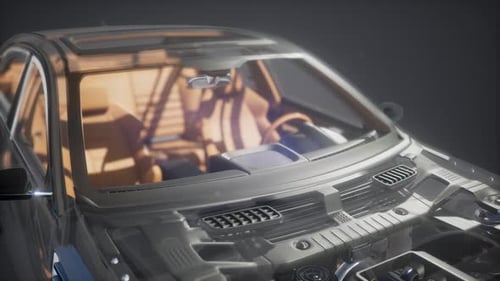 Motor y otras piezas visibles en el automóvil