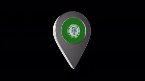 Rotating 3D Metallic Map Pin Location Icon