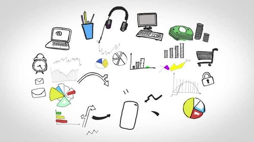 Hand Drawn Business Technology Icons Sketch Animation