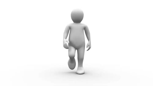 White Human Character Walking