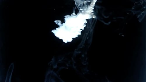 White Ink Swirling in Dark Liquid
