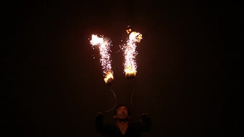 Amazing Fire Show Juggling at Night